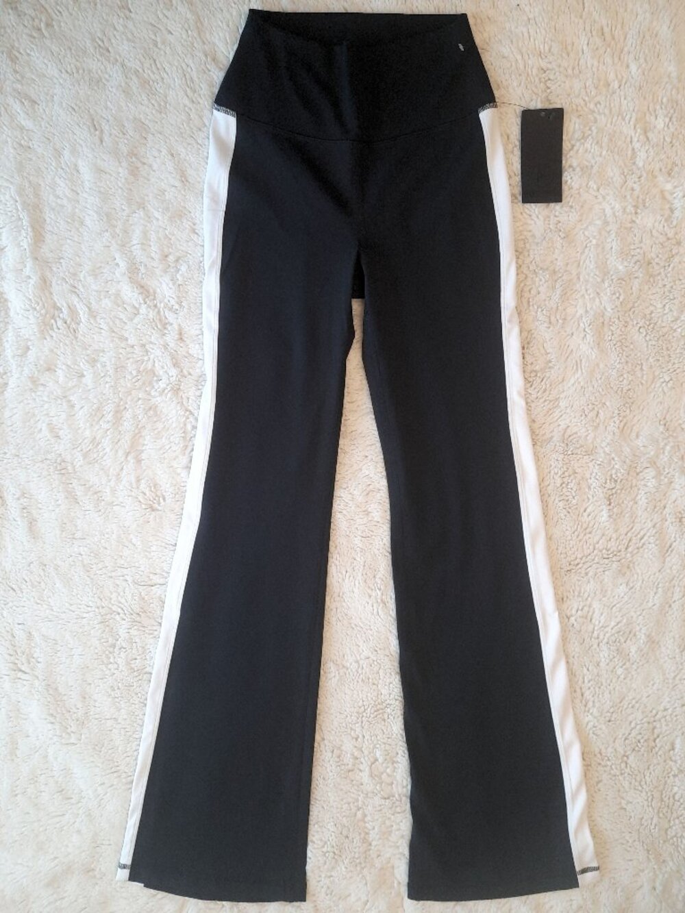 Stretchy Flared Black & White Leggings - Small NWT